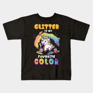 Cute & Funny Glitter Is My Favorite Color Unicorn Kids T-Shirt